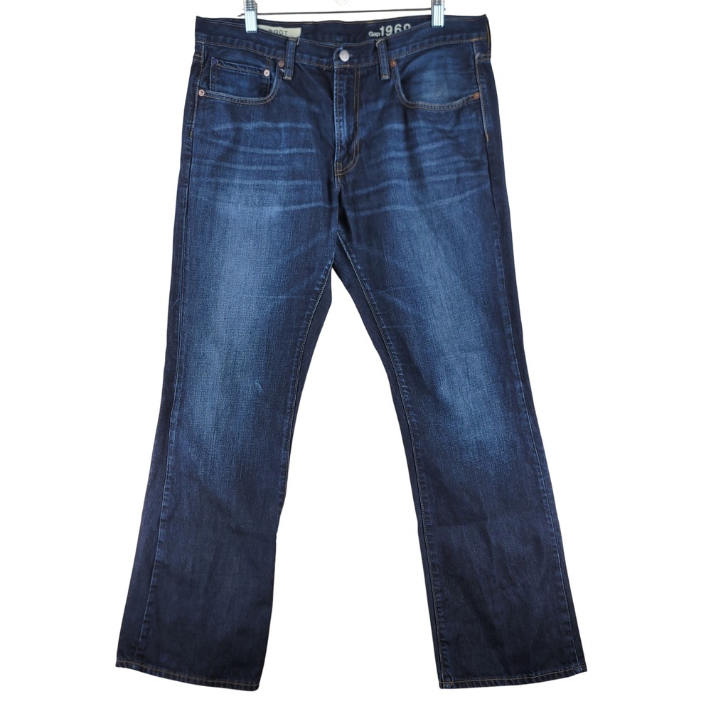Gap Boot Cut Jeans Mens 36x31 Dark Wash Blue 1969 Ringspun Denim